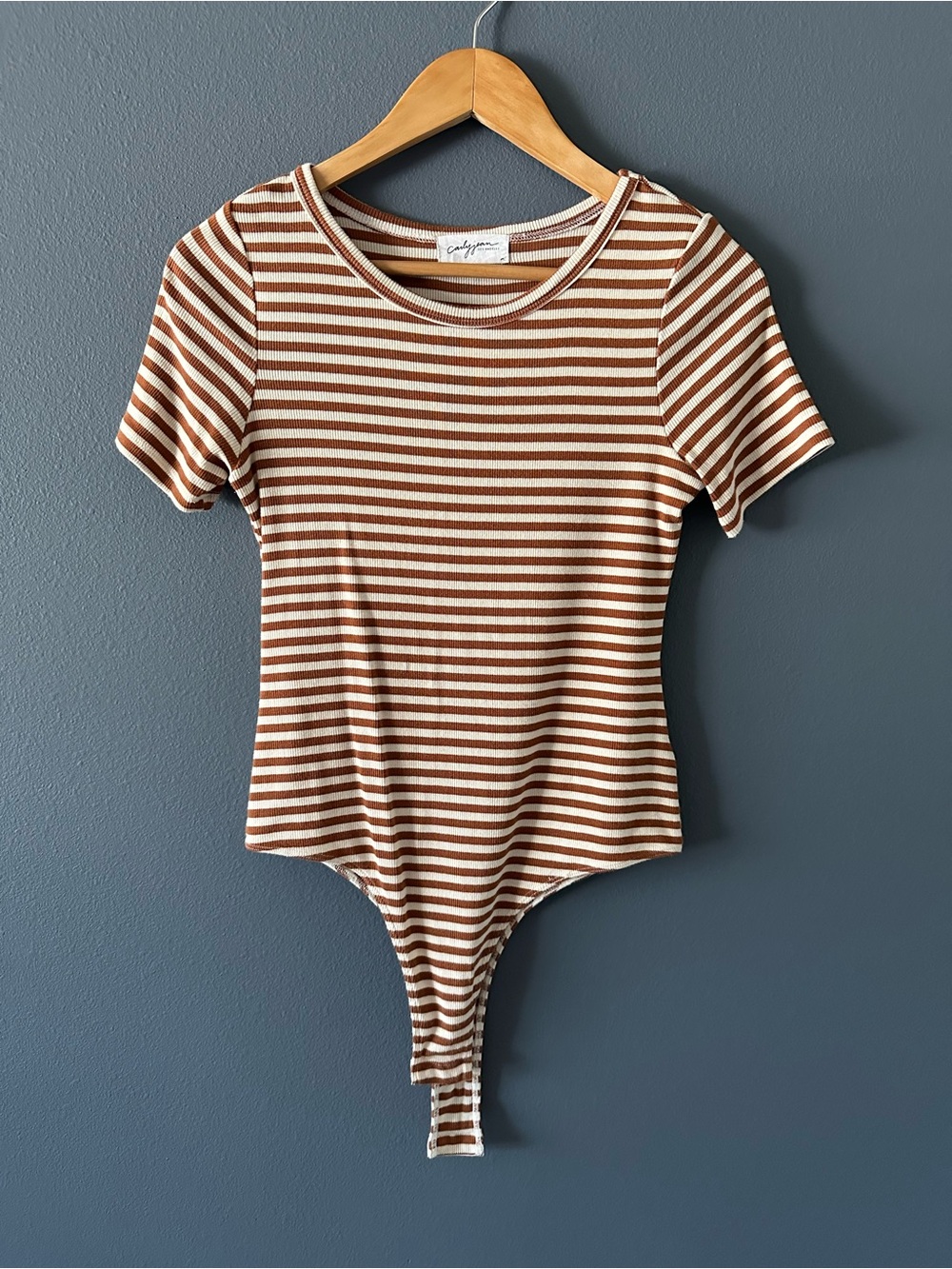 Striped Orange & Cream Short Sleeve Bodysuit